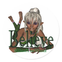 * Believe Fairy lyn Dwn Round Sticker