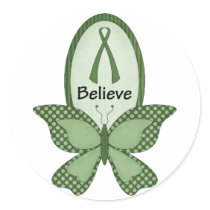 Believe- Green Awareness Round Stickers