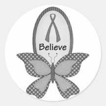 Believe- Grey or Silver Awareness Round Stickers