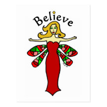 Believe Holiday Dragonfly Fairy Post Cards