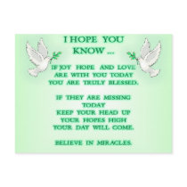 believe in miracles post card