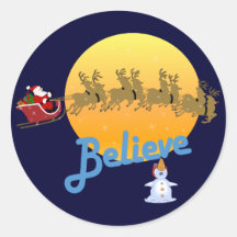Believe In Santa Claus Round Sticker