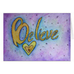 Believe Inspirational Word Art Greeting Cards