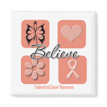 Believe Inspirations Endometrial Cancer Fridge Magnets