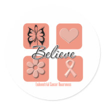 Believe Inspirations Endometrial Cancer Round Sticker