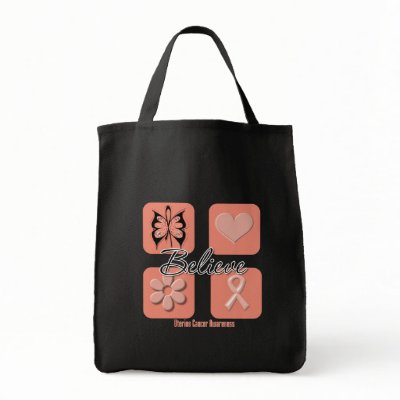 Believe Inspirations Uterine Cancer Canvas Bags by cancerapparel