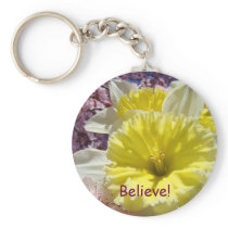 Believe! keychain Yellow Daffodil Flowers Easter