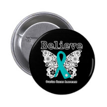 Believe - Ovarian Cancer Butterfly Buttons