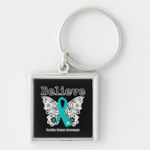 Believe - Ovarian Cancer Butterfly Key Chains