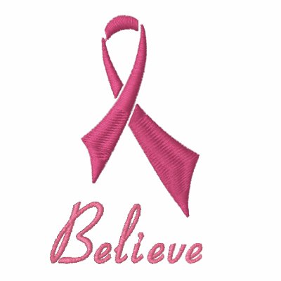 Believe Pink Ribbon Long Sleeve Polo Shirt by ThePowerofPink