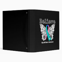 Believe - Thyroid Cancer Butterfly Vinyl Binders
