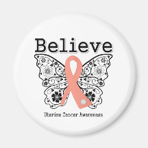 Believe - Uterine Cancer Butterfly Fridge Magnet