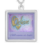 Believe Word Art Painting Silver Necklace Charm