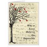 "Believes the Impossible" Heart Tree Love Letter Greeting Cards