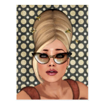 Belinda Beehive Retro Chic Postcard