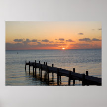 Belize Sunrise Dock Poster