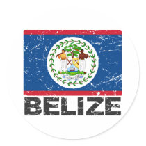 Belize Vintage Flag Round Stickers