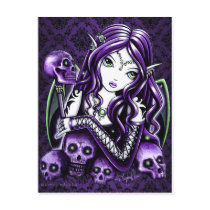 "Belladonna" Gothic Purple Skull Fairy Postcard