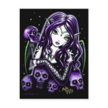 Belladonna Purple Skulls Faerie Postcard