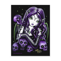 Belladonna Purple Skulls Faerie Postcard