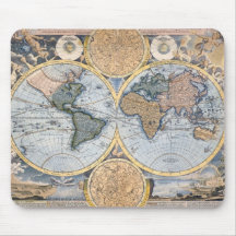 Belle carte antique d'atlas tapis de souris