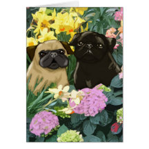 Belle carte de voeux de Puggies de ressort
