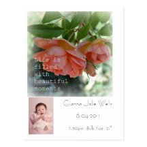 Belle carte postale de faire-part de naissance de 