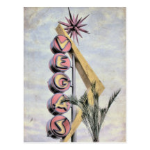 Belle carte postale vintage de signe de Las Vegas