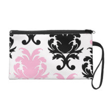 belle damassé audacieuse rose noire blanche sac à main avec dragonne