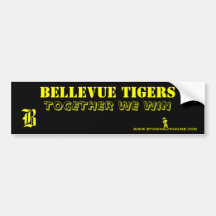 BELLEVUE TIGERS TOGETHER WE WIN STICKER BUMPER STICKERS