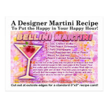 Bellini Martini Recipe Postcard