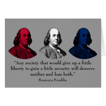 Ben Franklin and Quote -- Red, White, and Blue Cards
