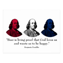 Ben Franklin and Quote -- Red, White, and Blue Postcards