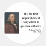 Ben Franklin Quote 3b Round Stickers