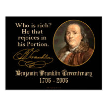 Ben Franklin - Riches Postcard