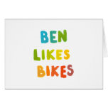Ben Likes Bikes fun colourful name word art gifts