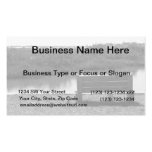 Bench by river black and white picture business cards