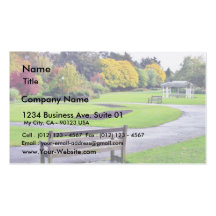 Bench In Valley Gardens Park In Autumn Business Cards