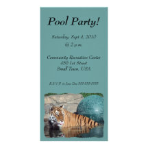 Bengal Tiger Pool Party Invite Photo Card