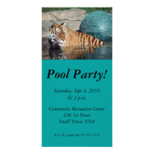 Bengal Tiger Pool Party Invite Photo Card #2