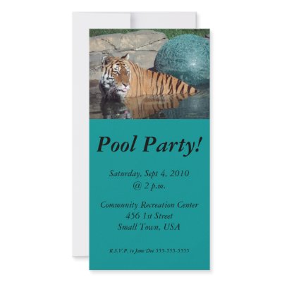 Bengal Tiger Pool Party Invite Photo Card #2 by CeruleanSkyStudios