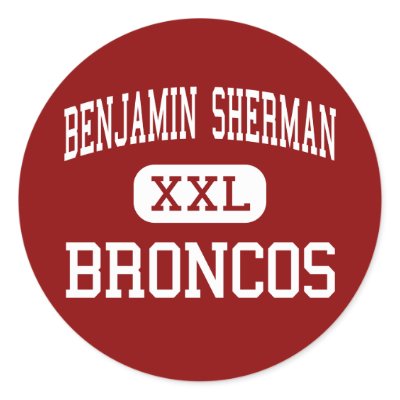 Benjamin Sherman - Broncos - Middle - Holly Round Sticker by customteamsportswear