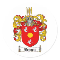 BENNETT FAMILY CREST -  BENNETT COAT OF ARMS STICKERS