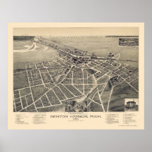 Benton Harbour, Michigan Panoramic Map - 1889 Posters