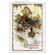 Berger vivant en troupe Noël de cru de moutons Cartes De Vœux