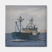 Bering Sea, Crab Boat in Dutch Harbour, Alaska Fridge Magnets