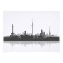 Berlin City Skyline Grußkarte / Klappkarte Individuelle Ankündigung