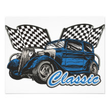 Berline bleue classique invitations