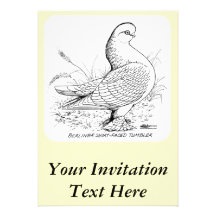 Berliner Pigeon Black and White Custom Invitation