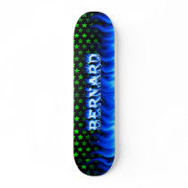 Bernard skateboard blue fire and flames design